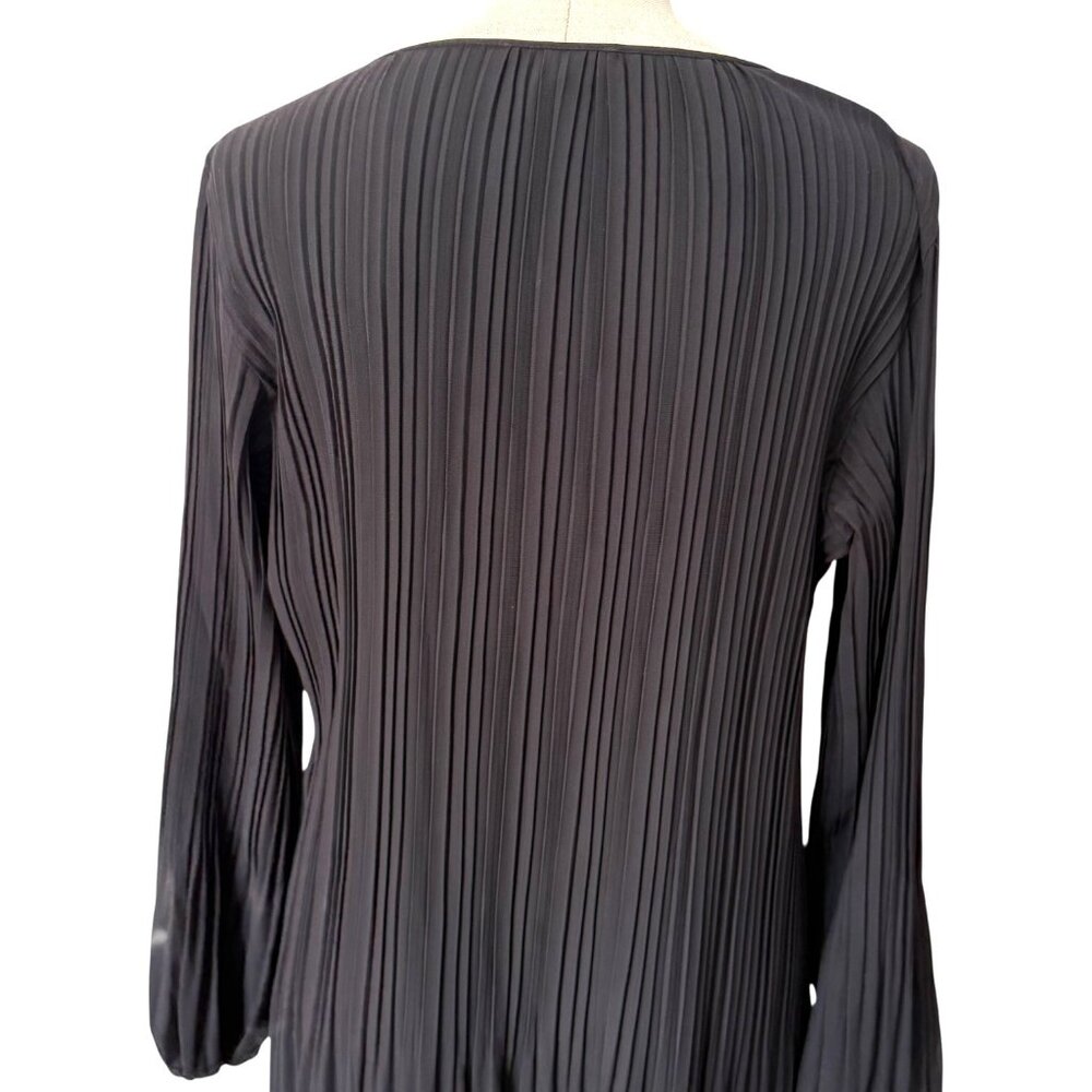 Hilary Radley Black Pleated Long Sleeve Shift Dress Knife Size XXL Pullover - Picture 5 of 9